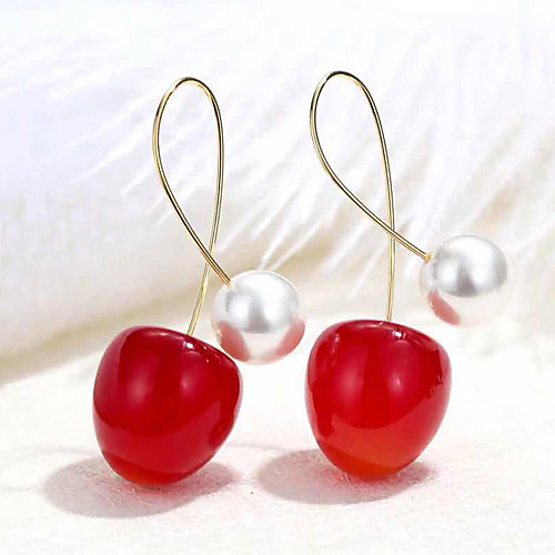 

Women's Drop Earrings Earrings Crossover Cherry European Sweet Fashion Cute Imitation Pearl Resin Earrings Jewelry Burgundy / Red For Graduation Daily Stage Holiday Work 1 Pair