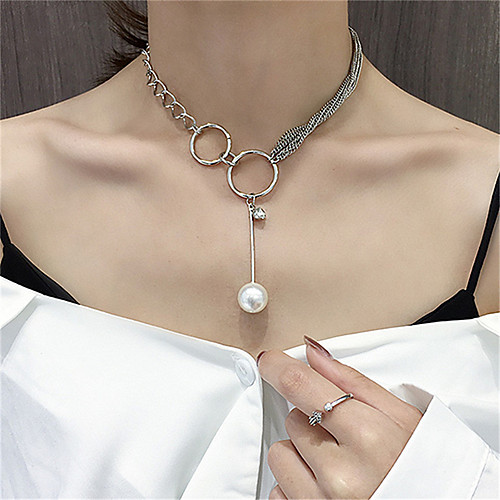 

Women's Choker Necklace Chain Necklace Necklace Simple Trendy Korean Fashion Chrome Silver 36 cm Necklace Jewelry 1pc For Daily Prom Street Work Club