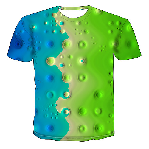 

Men's Daily Going out Basic / Exaggerated T-shirt - Color Block / 3D / Rainbow Print Rainbow