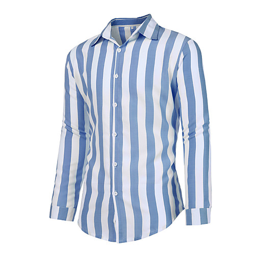 

Men's Daily Weekend Basic / Street chic Shirt - Striped / Color Block Black