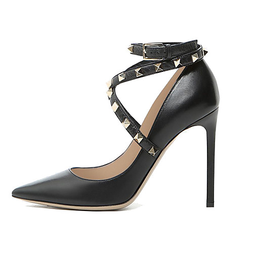 

Women's Heels Stiletto Heel Pointed Toe Faux Leather Sweet / British Fall / Spring & Summer Black / Light Pink / Party & Evening