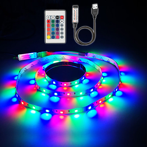 

ZDM 5V 1M USB Powered SMD 60 X 2835 8mm Color Tiktok LED Strip Lights with 24 Keys IR Remote Control for TV Background Lighting PC Notebook Home Decoration