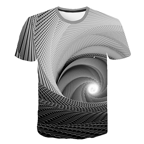 

Men's Daily Sports Street chic / Exaggerated T-shirt - Color Block / 3D / Visual Deception Print Gray
