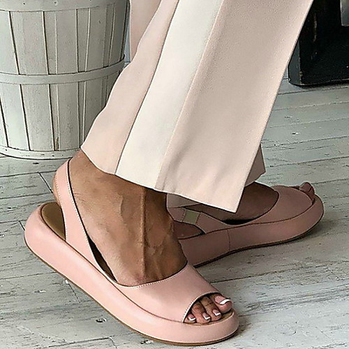 

Women's Sandals Flat Heel Round Toe PU Summer White / Yellow / Red