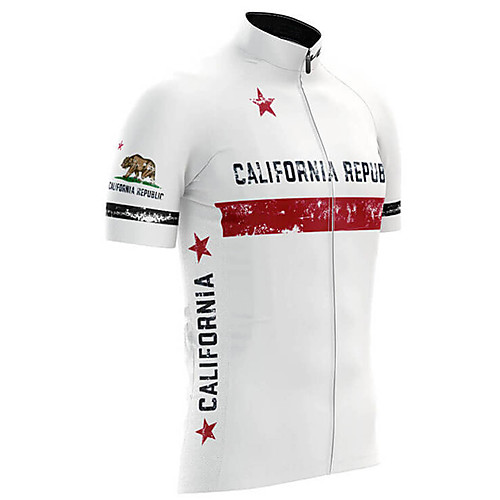 

21Grams Калифорния Флаги Муж. С короткими рукавами Велокофты - Белый Велоспорт Верхняя часть Устойчивость к УФ Дышащий Влагоотводящие Виды спорта Терилен Горные велосипеды Шоссейные велосипеды Одежда