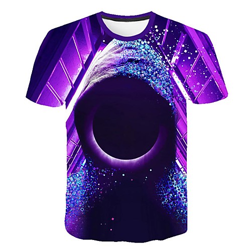 

Men's Daily Sports Street chic / Exaggerated T-shirt - Color Block / 3D / Visual Deception Print Rainbow