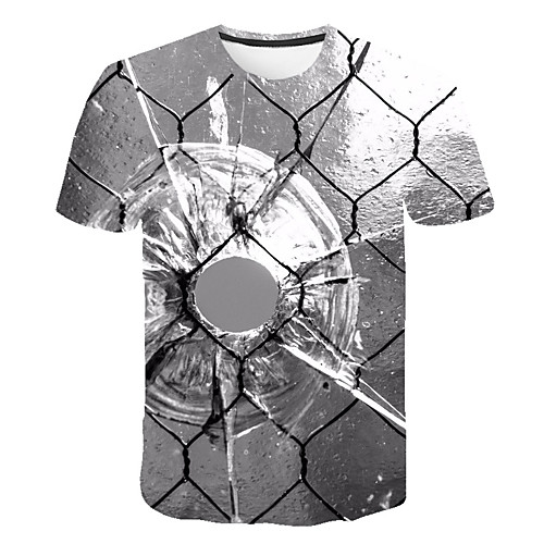 

Men's Daily Sports Street chic / Exaggerated T-shirt - Color Block / 3D / Abstract Print Silver