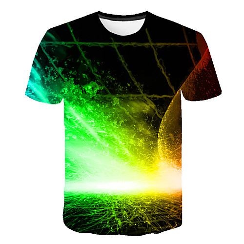 

Men's Daily Sports Street chic / Exaggerated T-shirt - Color Block / 3D / Camo / Camouflage Print Rainbow