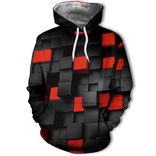

Men's Casual / Street chic Hoodie - Color Block / 3D Wine US32 / UK32 / EU40