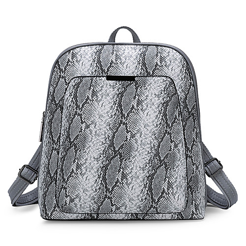 

Large Capacity PU(Polyurethane) Zipper Commuter Backpack Snakeskin Outdoor Black / Brown / Wine