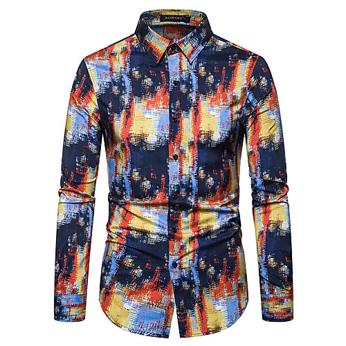 

Men's Halloween Club Tropical / Exaggerated Shirt - Rainbow / Graphic Flamingos, Print Rainbow