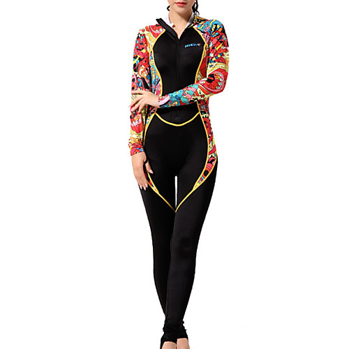 

HISEA Women's Rash Guard Dive Skin Suit Spandex Diving Suit Breathable Quick Dry Long Sleeve Back Zip - Diving Surfing Water Sports Floral Botanical Fashion Spring Summer