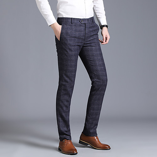 

Men's Basic Suits Pants - Plaid / Checkered Navy Blue Gray US34 / UK34 / EU42 US36 / UK36 / EU44 US38 / UK38 / EU46