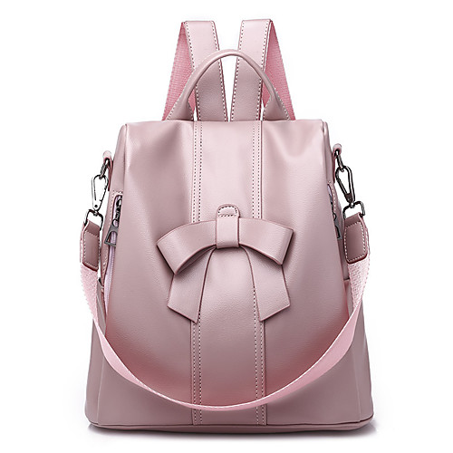 

Large Capacity Polyester PU Zipper Commuter Backpack Solid Color Daily Blushing Pink / Black