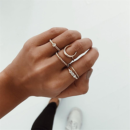 

Women's Ring Set Multi Finger Ring 5pcs Gold Alloy Simple European Fashion Party Daily Jewelry Retro Moon