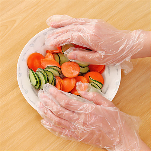 

50pcs Disposable Gloves Pe Plastic Film Fingers Clean Gloves Hair Dye Gloves