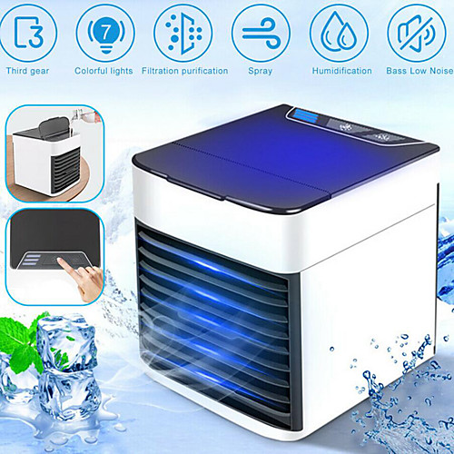 

USB Mini Portable Air Conditioner Air Cooler Humidifier Purifier LED Light Personal Space Fan Air Cooling Fan