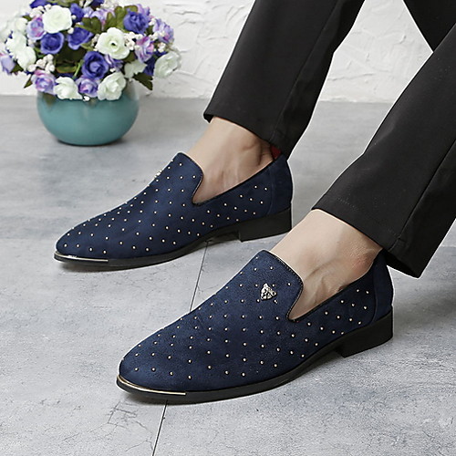 

Men's Suede Shoes Suede Summer Loafers & Slip-Ons Black / Blue / Rivet