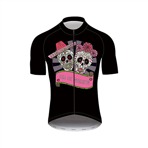 

21Grams Sugar Skull Women's Short Sleeve Cycling Jersey - Black Bike Jersey Top Breathable Moisture Wicking Quick Dry Sports Nylon Polyster Mountain Bike MTB Road Bike Cycling Clothing Apparel