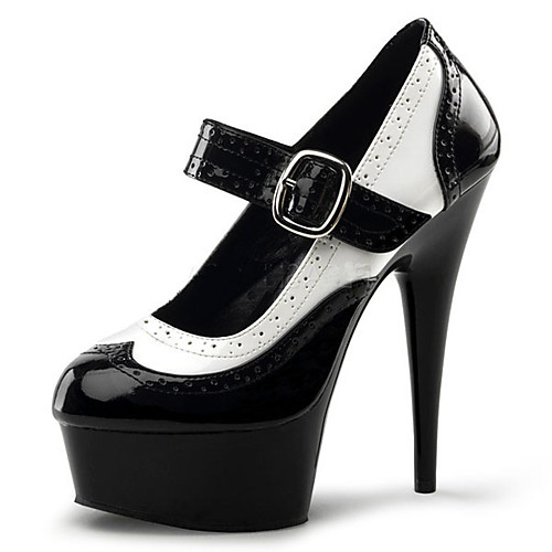 

Women's Heels Cone Heel Round Toe Buckle PU(Polyurethane) Classic Summer Black / Black / White / Black / Red / Party & Evening / Color Block