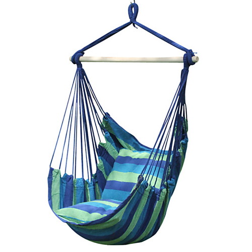 

Camping Hammock Outdoor Travel Canvas leather with Carabiners and Tree Straps for 1 person Hiking Rainbow Dark Green Orange 13010080 cm