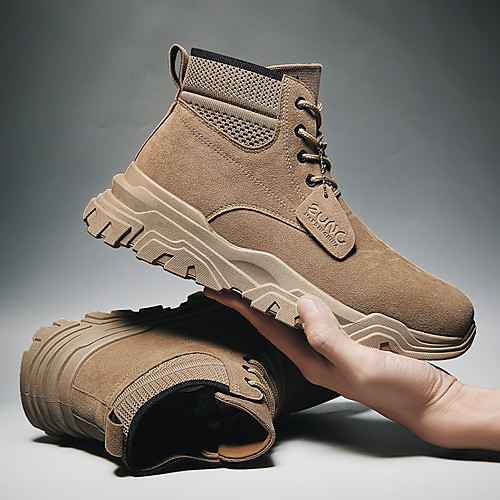 

Муж. Fashion Boots Кожа Наступила зима Английский Ботинки Нескользкий Черный / Бежевый / Серый