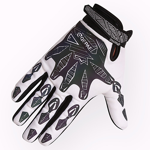 

QEPAE Зима Перчатки для велосипедистов Сохраняет тепло Отражение Anti-Shake Пригодно для носки Полный палец Спортивные перчатки Черный Черный / Белый Белый для Взрослые