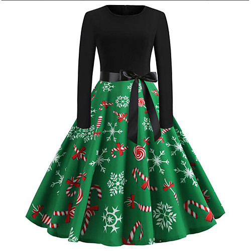 

Women's Sheath Dress - Snowflake Green S M L XL