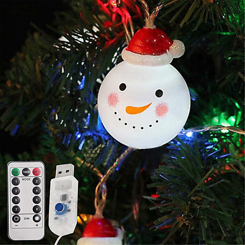 

3m String Lights 20 LEDs 1 13Keys Remote Controller Warm White/ Christmas Snowman String/Christmas Tree Decoration Lights/ Party / Decorative / Wedding 8 Mode USB Powered 1 set