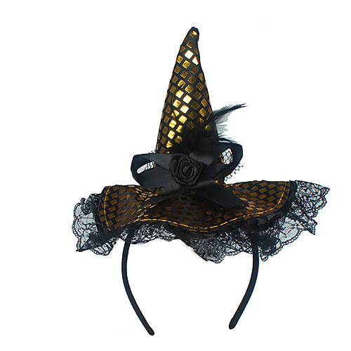 фото Ведьма шапки товары для хэллоуина маскарад жен. шапки пайетки хэллоуин карнавал маскарад фестиваль / праздник кружево пайетки золотой / цветной / лиловый жен. карнавальные костюмы Lightinthebox