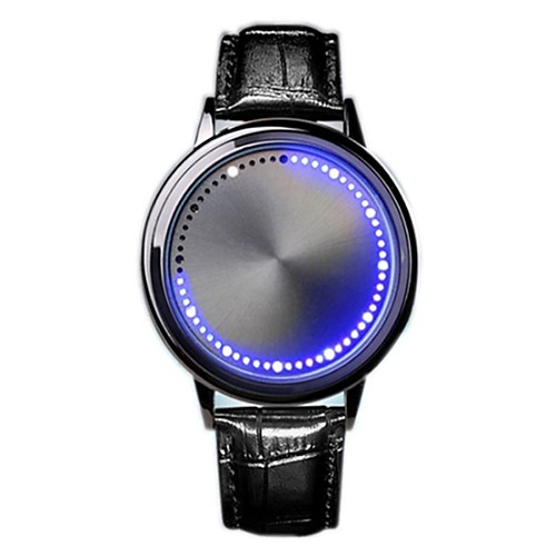 

Men's Digital Watch Digital Leather Black LED Light Casual Watch Digital Casual Fashion - Black Silver