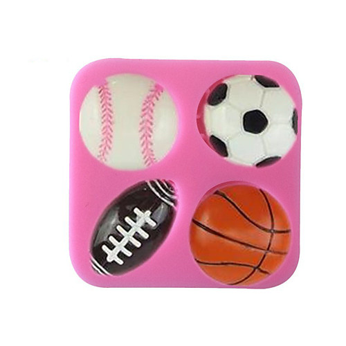 

4 полости футбол баскетбол теннис форма силиконовые формы помадка украшения торта кухня испечь инструменты