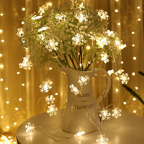

10M 80LEDS LED Snowflake String Lights Snow Fairy Garland Decoration for Christmas Tree New Year Room Valentine's Day Battery