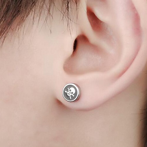

Men's Women's Stud Earrings Round Cut Skull Earrings Jewelry Black For Halloween Daily 1 Pair