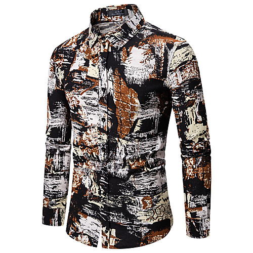 

Men's Daily Going out Basic Shirt - Color Block / 3D / Tie Dye Print Blue