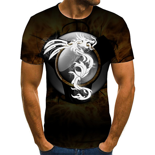 

Men's Daily Sports Basic / Exaggerated T-shirt - Color Block / 3D / Graphic Black & White, Print Rainbow