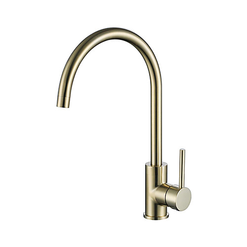 

Single Handle One Hole Brushed Gold Standard Spout Centerset Contemporary Kitchen Taps