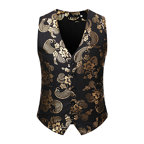

Men's Vest, Geometric V Neck Rayon / Polyester Black / Navy Blue