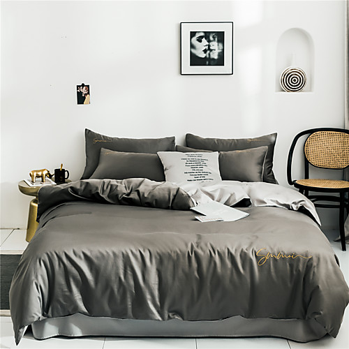 

Пододеяльник наборы Однотонный Хлопок Вышивка 4 предметаBedding Sets