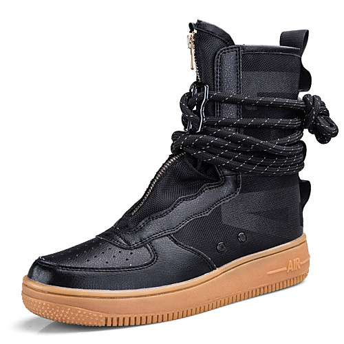 

Men's Fashion Boots Leather / Canvas Fall / Fall & Winter Sporty / Casual Boots Mid-Calf Boots Color Block Black / White / Orange