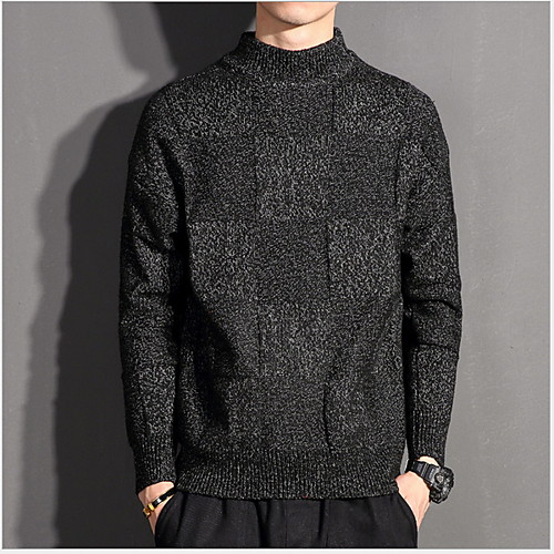 

Men's Solid Colored Long Sleeve Pullover Sweater Jumper, Turtleneck Black / Light gray / Khaki US34 / UK34 / EU42 / US36 / UK36 / EU44 / US38 / UK38 / EU46