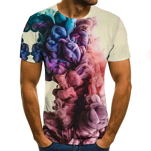 

Men's Daily Sports Basic / Exaggerated T-shirt - Color Block / 3D Black & White, Print Yellow