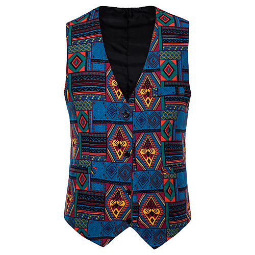 

Men's Vest Shawl Lapel Cotton Blue