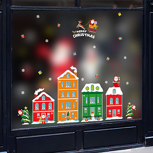 

рождественский мультфильм иглу&усилитель; наклейки украшения с новым годом / рождественские каникулы / персонаж пвх (поливинилхлорид) стикер окна / новый дизайн