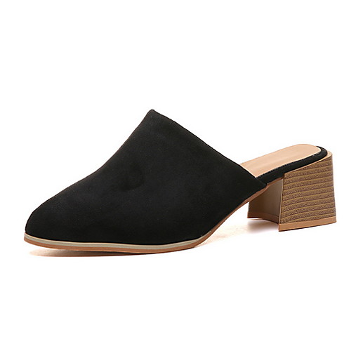 

Women's Clogs & Mules Chunky Heel Pointed Toe Suede Summer Black / Orange