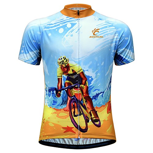 

JESOCYCLING Men's Short Sleeve Cycling Jersey BlueOrange Bike Jersey Mountain Bike MTB Road Bike Cycling Breathable Quick Dry Anatomic Design Sports 100% Polyester Clothing Apparel / Stretchy