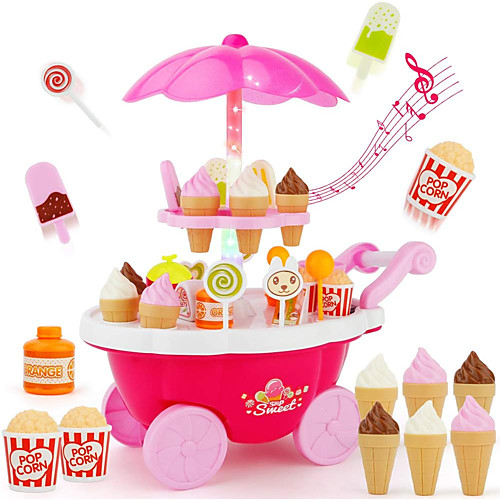

Ice Cream Cart Toy Toy Food / Play Food Pretend Play Food&Drink Ice Cream Dessert Child Safe Kid's Toddler Girls' Toy Gift 39 pcs