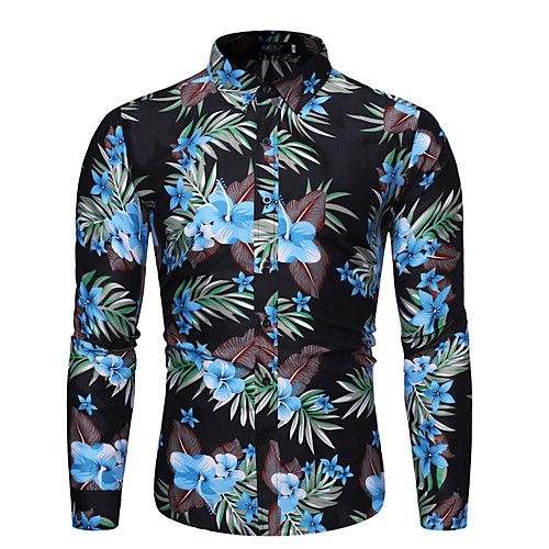 

Men's Daily Going out Basic Shirt - Geometric Print Black