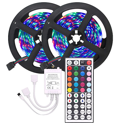 

KWB 2x5M Flexible Tiktok LED Strip Lights / Light Sets / Remote Controls 600 LEDs 3528 SMD 8mm RGB Cuttable / Color Gradient 12 V 1 set