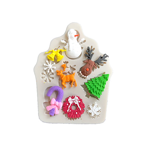 

Christmas Theme Elk Reindeer Snowman Tree Bell Chocolate Mould Fondant Cake Silicone Mould Home Baking Appliance